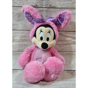 Disney Plush Minnie Mouse In Easter Bunny Costume Stuffed Animal Pink 2016 12"
